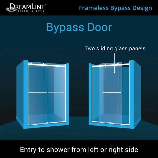 Essence 56-60 in. W x 76 in. H Frameless Bypass Shower Door in Chrome