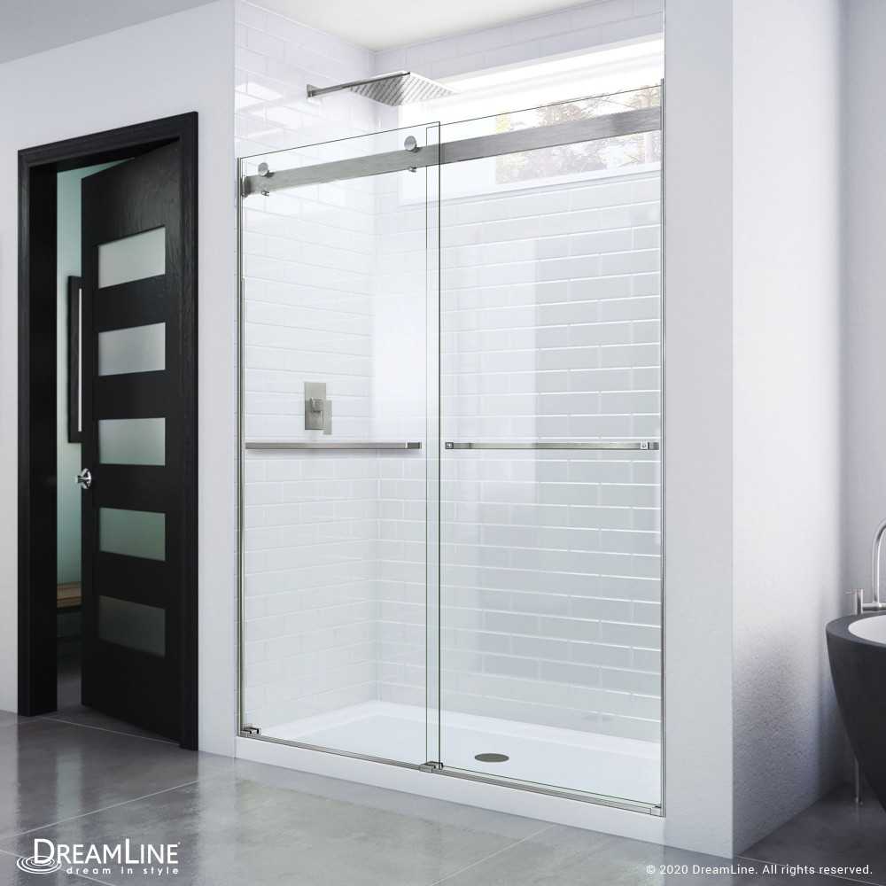 Essence 56-60 in. W x 76 in. H Frameless Bypass Shower Door in Brushed Nickel