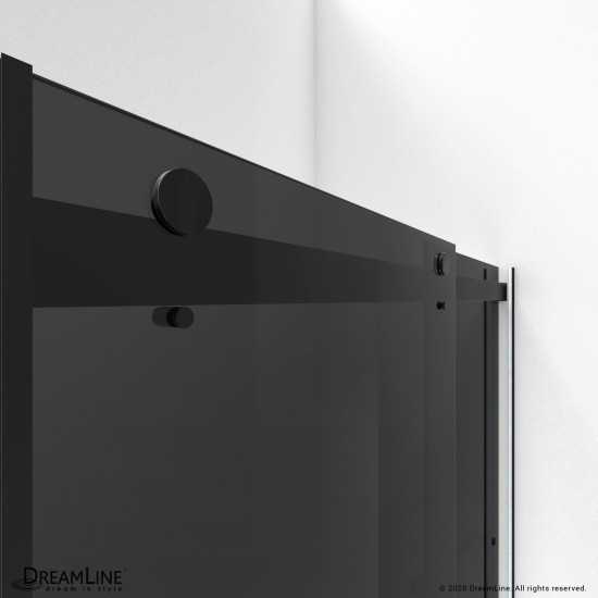 Essence 56-60 in. W x 76 in. H Frameless Smoke Gray Glass Bypass Shower Door in Satin Black