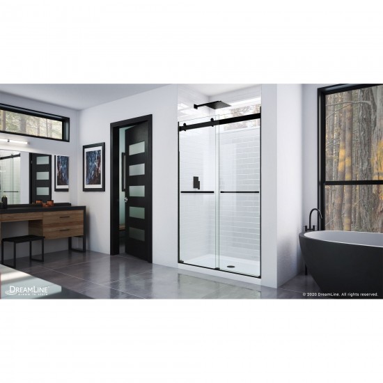 Essence 44-48 in. W x 76 in. H Frameless Bypass Shower Door in Satin Black