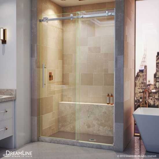 Enigma Air 44-48 in. W x 76 in. H Frameless Sliding Shower Door in Brushed Stainless Steel