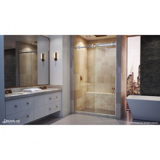 Enigma Air 44-48 in. W x 76 in. H Frameless Sliding Shower Door in Polished Stainless Steel