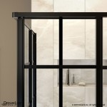 French Corner 36 in. D x 36 in. W x 74 3/4 in. H Sliding Shower Enclosure in Satin Black and Corner Drain Black Base Kit