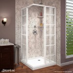 French Corner 36 in. D x 36 in. W x 74 3/4 in. H Sliding Shower Enclosure in White and Corner Drain White Base Kit