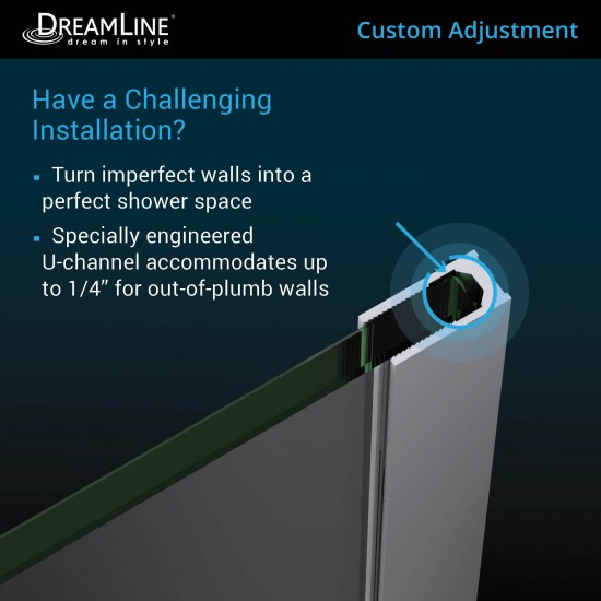 Prism Plus 34 in. x 72 in. Frameless Neo-Angle Hinged Shower Enclosure in Chrome