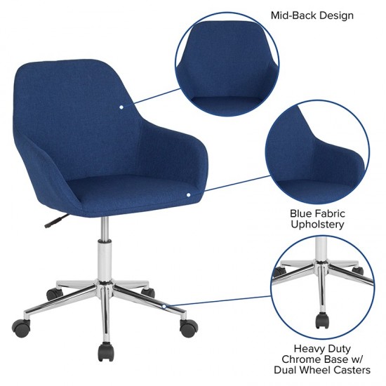 Cortana Home and Office Mid-Back Chair in Blue Fabric