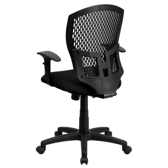 Mid-Back Designer Back Swivel Task Office Chair with Fabric Seat and Adjustable Arms