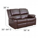 Harmony Series Brown LeatherSoft Loveseat with Two Built-In Recliners