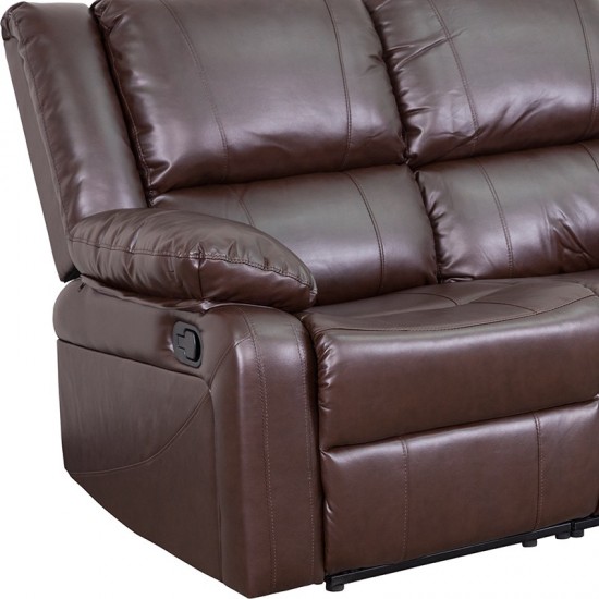 Harmony Series Brown LeatherSoft Loveseat with Two Built-In Recliners