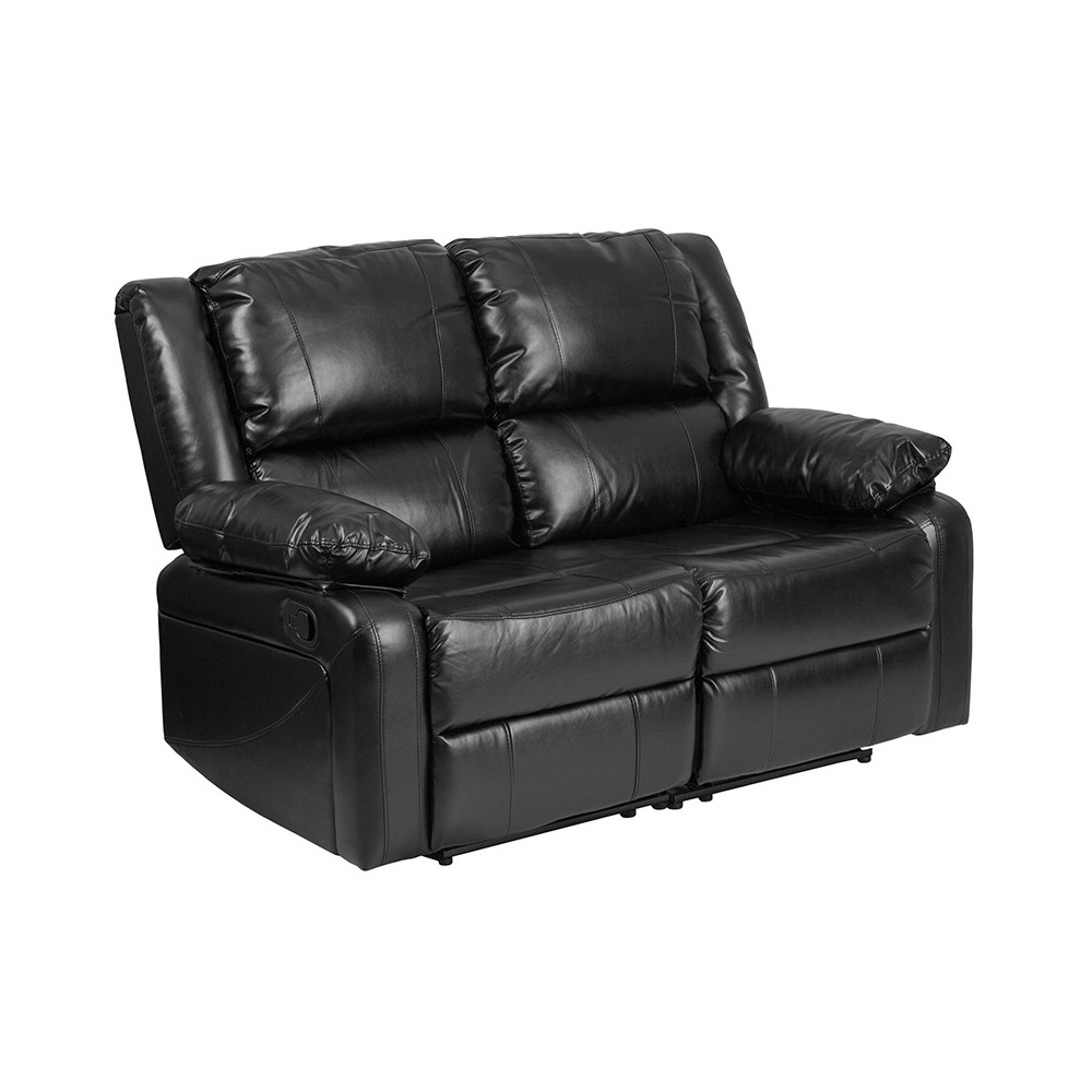 Harmony Series Black LeatherSoft Loveseat with Two Built-In Recliners