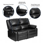 Harmony Series Black LeatherSoft Loveseat with Two Built-In Recliners