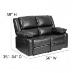 Harmony Series Black LeatherSoft Loveseat with Two Built-In Recliners