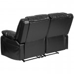 Harmony Series Black LeatherSoft Loveseat with Two Built-In Recliners