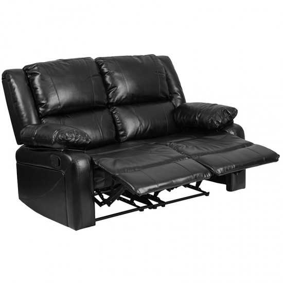 Harmony Series Black LeatherSoft Loveseat with Two Built-In Recliners