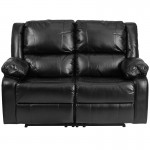 Harmony Series Black LeatherSoft Loveseat with Two Built-In Recliners