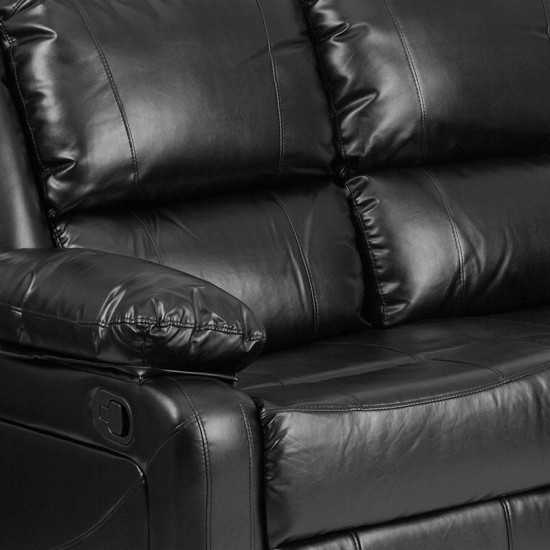 Harmony Series Black LeatherSoft Loveseat with Two Built-In Recliners