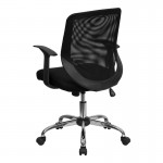 Mid-Back Black Mesh Tapered Back Swivel Task Office Chair with Chrome Base and T-Arms