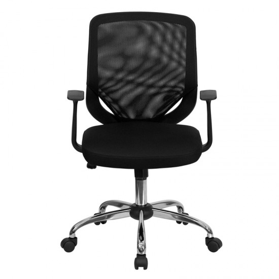 Mid-Back Black Mesh Tapered Back Swivel Task Office Chair with Chrome Base and T-Arms