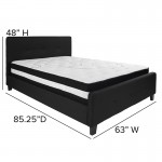 Tribeca Queen Size Tufted Upholstered Platform Bed in Black Fabric with Pocket Spring Mattress