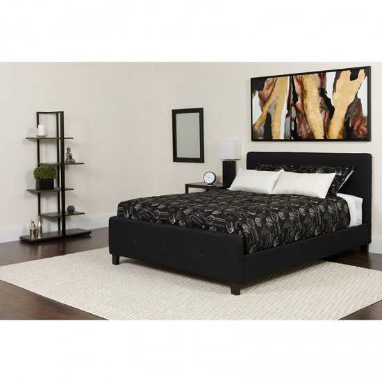 Tribeca King Size Tufted Upholstered Platform Bed in Black Fabric with Pocket Spring Mattress