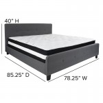 Tribeca King Size Tufted Upholstered Platform Bed in Dark Gray Fabric with Pocket Spring Mattress