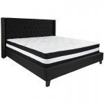 Riverdale King Size Tufted Upholstered Platform Bed in Black Fabric with Pocket Spring Mattress