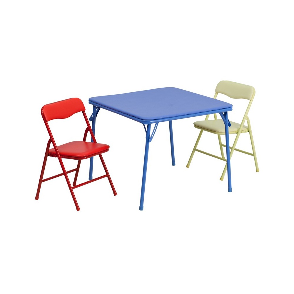 Kids Colorful 3 Piece Folding Table and Chair Set