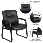 Big & Tall 500 lb. Rated Black LeatherSoft Executive Side Reception Chair with Sled Base