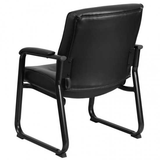 Big & Tall 500 lb. Rated Black LeatherSoft Executive Side Reception Chair with Sled Base