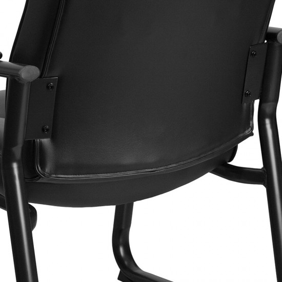 Big & Tall 500 lb. Rated Black LeatherSoft Executive Side Reception Chair with Sled Base