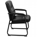 Big & Tall 500 lb. Rated Black LeatherSoft Executive Side Reception Chair with Sled Base