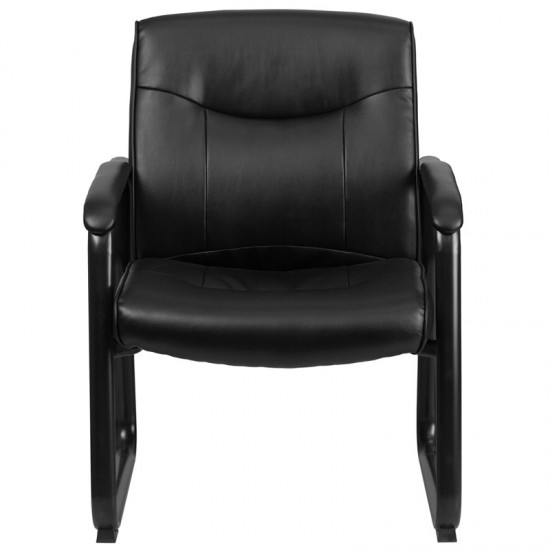 Big & Tall 500 lb. Rated Black LeatherSoft Executive Side Reception Chair with Sled Base