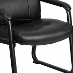 Big & Tall 500 lb. Rated Black LeatherSoft Executive Side Reception Chair with Sled Base