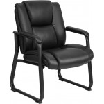 Reception Chairs | Black LeatherSoft Side Chairs for Reception and Office