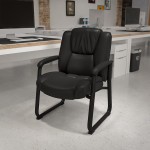 Reception Chairs | Black LeatherSoft Side Chairs for Reception and Office