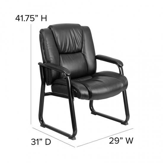 Reception Chairs | Black LeatherSoft Side Chairs for Reception and Office