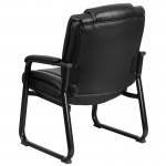 Reception Chairs | Black LeatherSoft Side Chairs for Reception and Office