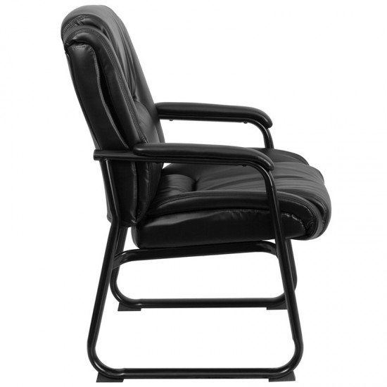 Reception Chairs | Black LeatherSoft Side Chairs for Reception and Office