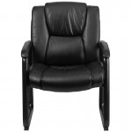 Reception Chairs | Black LeatherSoft Side Chairs for Reception and Office