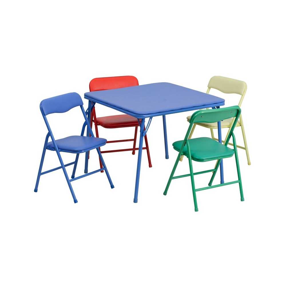 Kids Colorful 5 Piece Folding Table and Chair Set