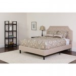 Brighton King Size Tufted Upholstered Platform Bed in Beige Fabric with Pocket Spring Mattress