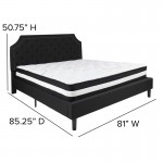 Brighton King Size Tufted Upholstered Platform Bed in Black Fabric with Pocket Spring Mattress