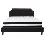 Brighton King Size Tufted Upholstered Platform Bed in Black Fabric with Pocket Spring Mattress