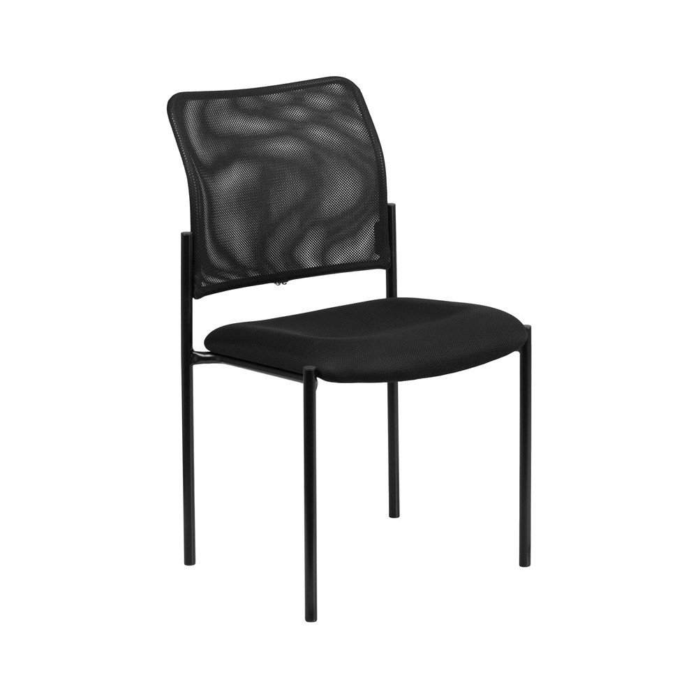 Comfort Black Mesh Stackable Steel Side Chair