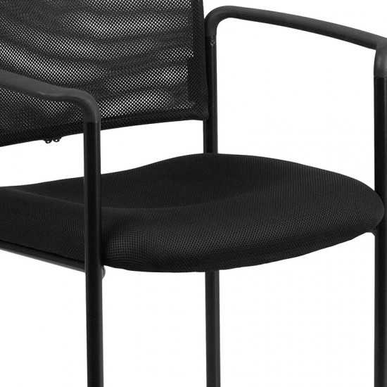 Comfort Black Mesh Stackable Steel Side Chair with Arms