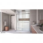 Encore 30 in. D x 60 in. W x 78 3/4 in. H Bypass Shower Door in Brushed Nickel and Left Drain White Base Kit
