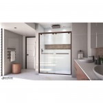 Encore 30 in. D x 60 in. W x 78 3/4 in. H Bypass Shower Door in Oil Rubbed Bronze and Left Drain White Base Kit