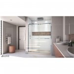 Encore 30 in. D x 60 in. W x 78 3/4 in. H Bypass Shower Door in Chrome and Left Drain Biscuit Base Kit