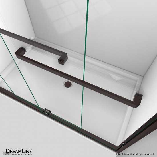 Encore 30 in. D x 60 in. W x 78 3/4 in. H Bypass Shower Door in Oil Rubbed Bronze and Left Drain Biscuit Base Kit