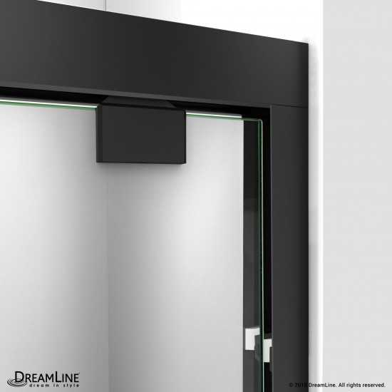 Encore 30 in. D x 60 in. W x 78 3/4 in. H Bypass Shower Door in Satin Black and Left Drain Black Base Kit